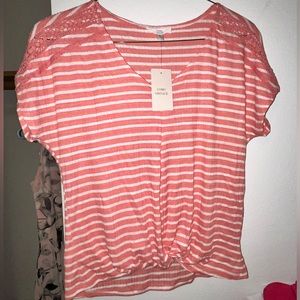 Como Vintage NWT - Casual Striped Shirt with Tie and Lace Detail